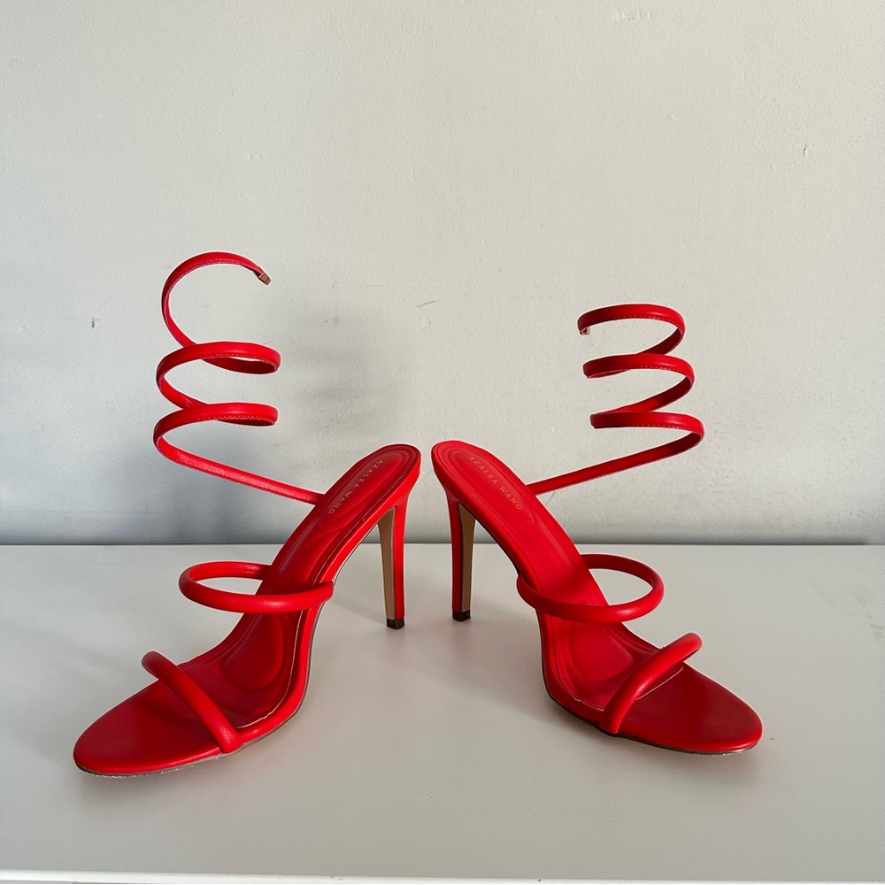 Azalea Wang Red Ankle Wrap Heel sz 10